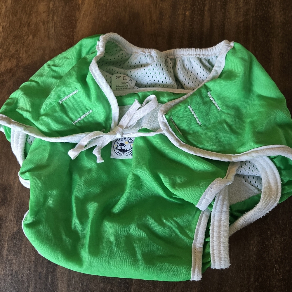 Kushies Beach Babies Swimsuit Diaper Size XL Green